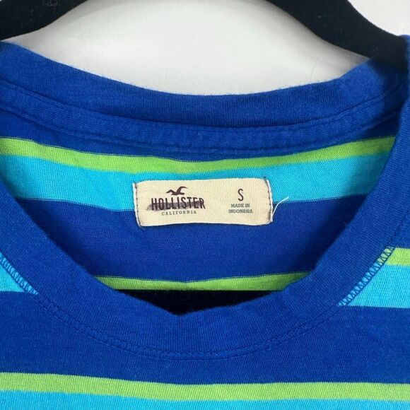 Y2K Hollister Striped Long Sleeve Shirt Blue Green Cotton Modal Top Size Small - Picture 9 of 10